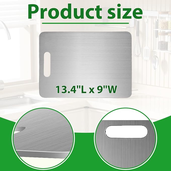 Katuchef Cutting Board, Katuchef Titanium Cutting Board, Cutting Boards, Stainless Double Sided Steel Cutting Boards for Cutting Meat Vegetable Fruit (13.4"L x 9"W)