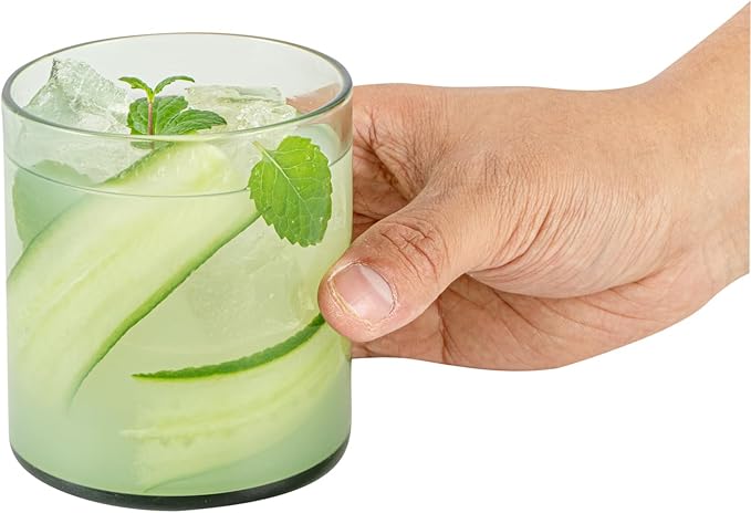 Restaurantware-Vetri 10 Ounce Old Fashioned Glasses, 6 Dishwashable Whiskey Glasses - No-Lead, Durable, Green Glass Tumblers For Scotch, For Drinking Liquor, Cocktail, Bourbon, Cognac, And More