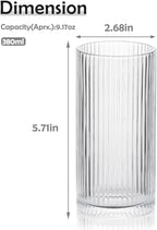WHJY Ribbed Glassware Tall Highball Glasses Unique Everyday Drinking Glasses Set of 4 for Cocktail, Whiskey, Beer, Juice -13 oz 5.7"