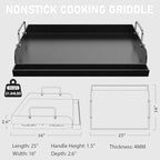 Utheer 25" x 16" Pre-Seasoned Nonstick Cast Iron Griddle for Gas & Charcoal Grills – Universal Flat Top with Grease Groove, Reinforced Ridges & High Sidewalls, Great for Parties, Camping & Tailgating