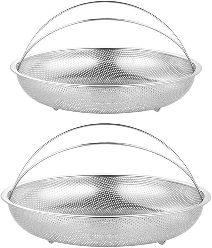 2Pcs Stainless Steel Steamer Basket with Handle - Versatile Food Steaming Rack for Rice Dumplings Vegetables and More Ideal for Home Cooking