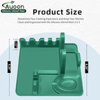 AUOON Spoon Holder for Stove - Silicone Spoon and Lid Rest with Drip Pad Kitchen Utensil Rest for Spoons, Ladles, Spatulas, Tongs & More (Sea Blue, Large)