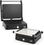MOI Panini Press Grill & Sandwich Maker - 180° Dual-Plate Stainless Steel Grill Press for Paninis, Grilled Cheese, Burgers, Quesadillas, Breakfast, and More - 11 x 9 Inch Panini Maker with Drip Tray
