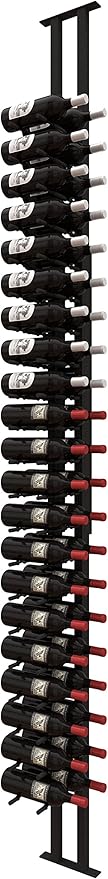 Ultra Wine Racks Floor-to-Ceiling Mount Display (1 Side, Double Deep, Black, Holds 42 Wine Bottles) - Modern Metal Wine Storage for Wine Cellars, Home Bars, Kitchens, and Dining Rooms