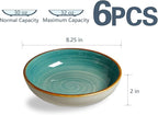 ONEMORE Porcelain Salad Pasta Bowls 30 Ounce, Set of 6 Ceramic Salad Dinner plates Bowls, Shallow & Wide Serving Bowls for Soup, Dessert, Pizza. Microwave & Dishwasher Safe Kitchen Dinnerware, Teal