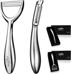 Vegetable Peeler Stainless Steel，Ultra Sharp Potato Peelers for Kitchen, Premium Veggie Fruit Peeler, Carrot Peeler, Rotary Serrated Blade, Thickened Non-Slip Ergonomic Handle(5-year warranty)