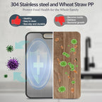Stainless Steel Cutting Boards for Kitchen,Cutting Board Double sided,Stainless and Wheat Straw Food-Grade Kitchen Chopping Board,Anti Slip Easy to Clean,Healthy Kitchen Gadgets (16x11 In)