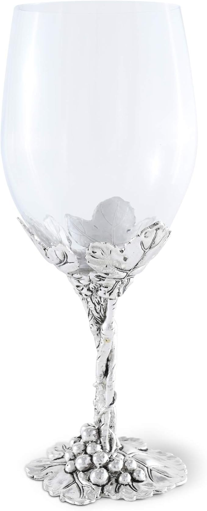 Arthur Court Designs Aluminum Grape Pattern Base Wine Glasses 8.25 inch Tall 16 ounces