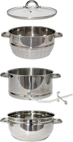 Lehman's Mehu-Maija Steam Juicer, 11 Quart Stainless Steel with Lid, Hose, Clamp, Loop Handles, Multipot Cookware for Making Juices, Jelly, Sauces