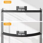 Expandable Pot and Pan Organizer Wall Mounted, 2 Tier Hanging Kitchen Shelves Heavy Duty Pot Rack with 6 Pot Lid Holders and 12 Hooks for Kitchen Cookware Utensils Organizer and Storage