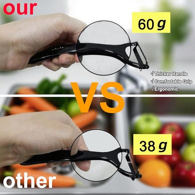 Premium Vegetable Peeler Set – Ultra Sharp Stainless Steel Blades with Non-Slip Ergonomic Handles for Easy Potato, Fruit & Veggie Peeling (2PCS)