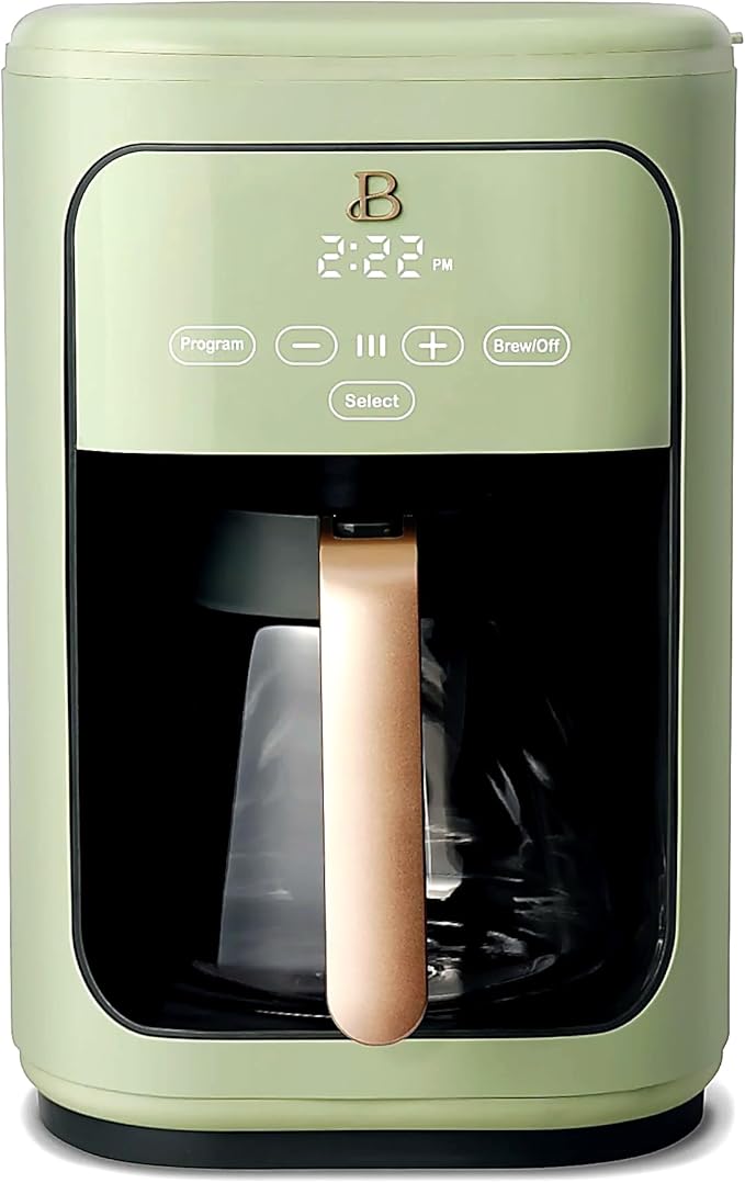 Beautiful Large Capacity 14-Cup Programmable Coffee Maker with 1-4 Cup Mode & Charcoal Filter by Beautiful (Sage Green)