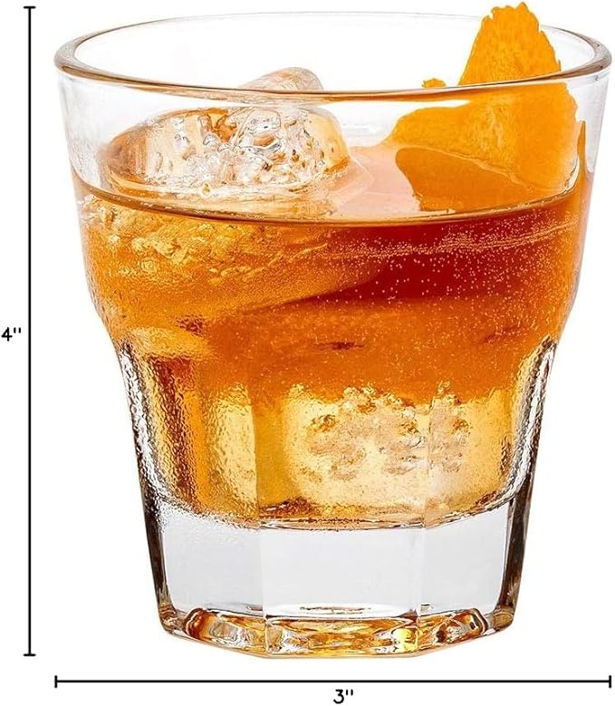 Restaurantware Otto 5 Ounce Whiskey Glasses Set Of 6 Paneled Rocks Glasses - Fine-Blown Tempered Heavy Base Dishwasher-Safe Clear Glass Scotch Glasses For Cocktails Or Liquors