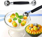 2 Pack Double Ended Headed Fruit Icecream Ball Spoon,Stainless Steel Melon Baller,Smooth Round Melon Balls Melon Scoop for Watermelon/Ice Cream/Fruits/Sorbet/Meatball