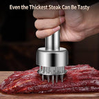 Stainless Steel Meat Tenderizer Tool, 21 Sharp Needles, Chicken Meat Tenderizer, Tenderizing Steak, Beef, Chicken, Pork, Barbecue, Marinating Prep Tool, with free cleaning brush