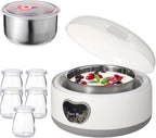 15W Yogurt Maker Machine, 1.2 L Automatic Stainless Steel Yogurt Maker with 5 Tight Seal Glass Jars, Auto Constant Temperature, PTC Heating, Home Yogurt Machine, Healthy Present