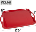 17.5 x 12’’ Large Melamine Serving Tray with Handles, Set of 2 Rectangular Melamine Serving Platters, Dishwasher Safe Trays for Eating, Appetizer, Charcuterie, Snack, Fruits, Desserts, Red