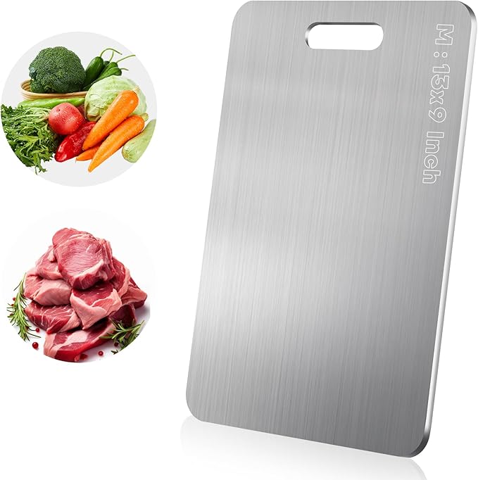 Titanium Cutting Boards for Kitchen, 100% Pure Titanium Cutting Board, Double-Sided Food-Grade Cutting Boards Non Toxic, Hygiene and Durability, Easy to Clean, Fruits And Vegetables（13L*9W）