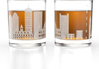 Greenline Goods – Boston, MA Skyline Whiskey Glasses (Set of 2), 10 oz – Rocks/Old Fashioned Tumblers