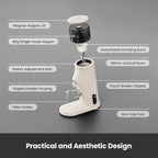 Electric Conical Burr Coffee Grinder, Coffee Bean Grinder with Smart 60S Timer, 60 Precise Adjustable Grind Settings for Espresso, 2-12 Cup, Easy to Clean, Durable & Quiet, G9010B White