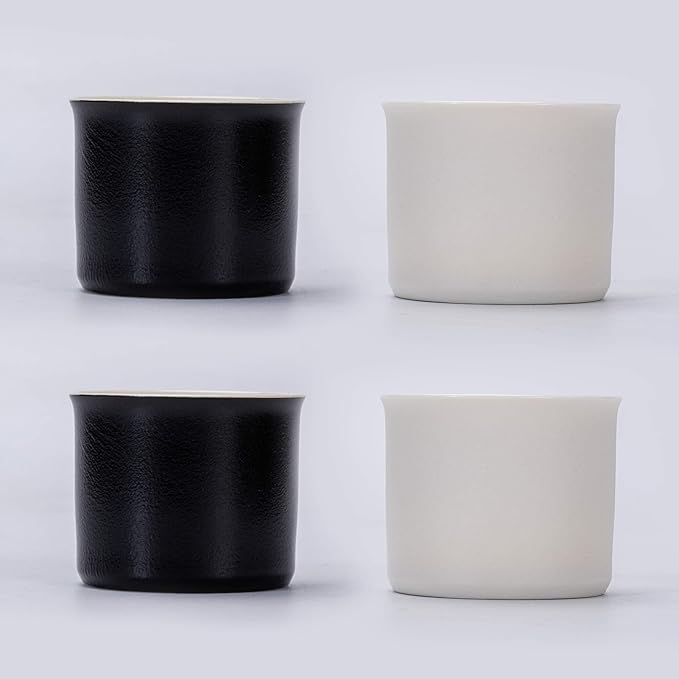 Espresso Cups Set of 2, Ceramic Espresso Cups, Expresso Shots Cups, 2.5oz Tea Cups, Demitasse Cups (4, black white)