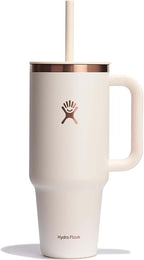 Hydro Flask 40 Oz Travel Tumbler with Handle, Lid and Straw - Insulated Stainless Steel in Ivory Rose Gold
