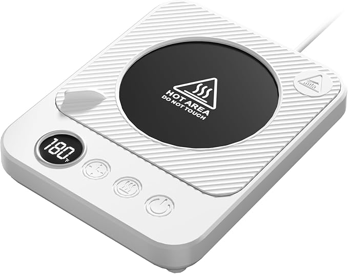 Coffee Mug Warmer for Desk, Electric 36W Coffee Cup Warmer with Auto Shut Off/Timer for Office Home, Smart Coffee Cup Mug Heater for Warming and Heating Beverage,Candle,Tea,Coffee Gifts,White