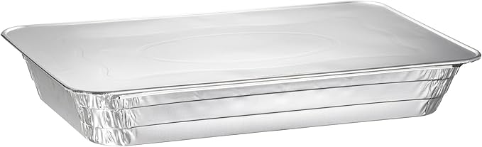 Full Size Deep Steam Aluminum Table Pans - Disposable to go Foil Pans for Chafing, Baking, Storing and Catering Containers (21” x 13” x 3”) (10, With Lids)