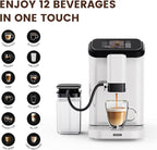 Mcilpoog WS-D5 Pro Fully Automatic Coffee Machine 12 Drinks, Office or Home Use,Wi-Fi Enabled, Liquid Volume & Temperature, Cappuccino Latte Espresso, Automatic Cleaning, Super Automatic Coffee Maker