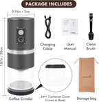 Portable Electric Coffee Grinder Stainless Steel Conical Burr Coffee Grinder with 45 Adjustable Settings Rechargeable Coffee Bean Grinder for Home, Travel, Camping, Office-Titanium color