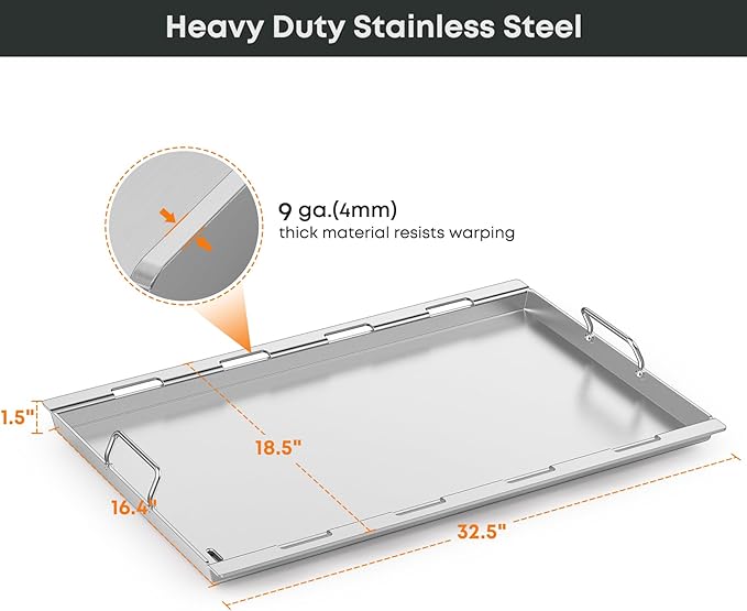 Stanbroil 6789 Full-Size Griddle Insert for Weber Genesis 400 Series Gas Grill, 4-Burner Flat Top Griddle for Weber Genesis I&II 410 415 425s 435 440, Stainless Steel