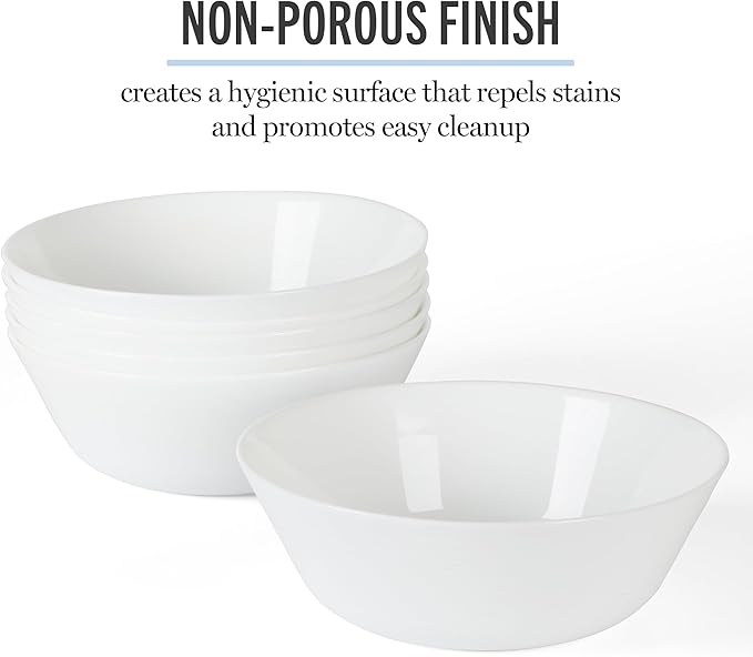 Martha Stewart Opalton 6 Piece 6 Inch Bowls, Lightweight Chip and Break Resistant Soup/Cereal Bowl