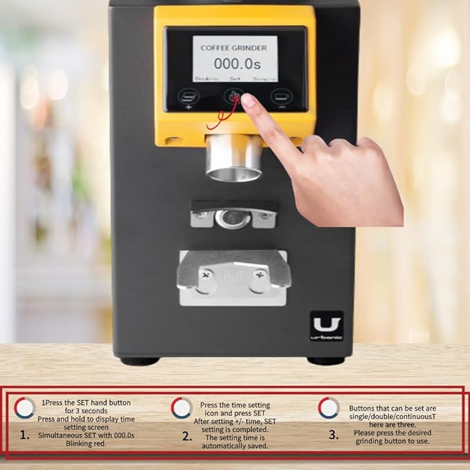 Urbanic 090 Electric Coffee Grinder (110~220v) / straight Titanium burr 60mm / (Yello) / (Made in Korea), 125*125*39(mm)