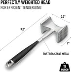 Zulay Kitchen Professional Meat Tenderizer Tool - Dual Sided Meat Mallet Pounder With Comfort Grip Handle - Heavy Duty Meat Hammer Tenderizer - Meat Tenderizer Mallet & Meat Pounder - (10”) Black