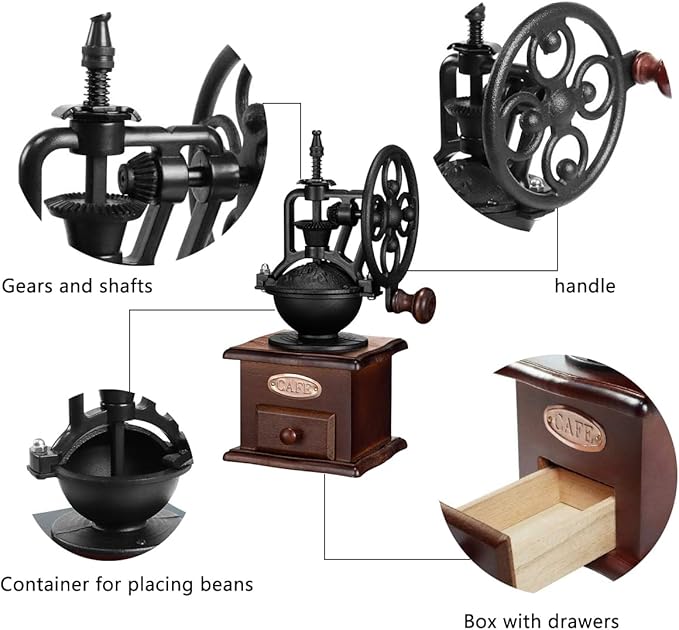 Manual Coffee Grinder,Hand Coffee Grinder,Coffee Bean Grinder Coffee Grinders For Home Use Vintage Wooden Coffee Decor Retro Coffee Maker