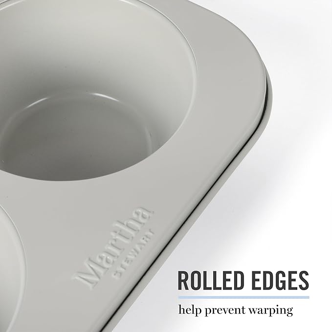 Martha Stewart Gallen 6 Cup Nonstick Carbon Steel Muffin/Cupcake Pan - Cool Grey