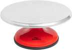 Fat Daddio's TT-1255 Revolving Cake Stand, Red and Silver