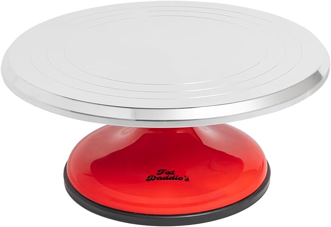 Fat Daddio's TT-1255 Revolving Cake Stand, Red and Silver