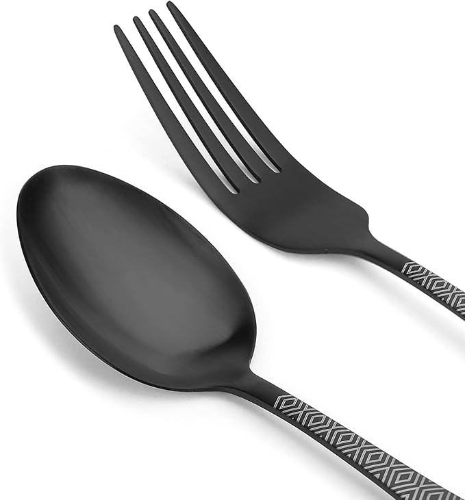 Matte Black Silverware Set, 20-Piece Stainless Steel Flatware Cutlery Set, Satin Finish Tableware Set Service for 4, Include Knife Fork Spoon, Dishwasher Safe