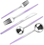 Gradient Purple Silverware Set, 20-Piece Stainless Steel Flatware Cutlery Set, Kitchen Utensil Set Service for 4, Include Knife/Fork/Spoon, Mirror Polished, Dishwasher Safe