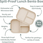 Ali+Oli Silicone Bento Box (Coconut) Lunch Box for Kids, Toddlers, Preschoolers & Adults | BPA-Free and Spill-Proof | Ideal for School, and On-the-Go Meals| Perfect for Lunch, Snacks, and Meals