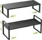 Expandable,Stackable Spice Rack,Seasoning Organizer and Storage,Spices Jar Racks for Cabinet,Countertop, Metal Pantry, Cupboard,Laundry Storages,Heavy Duty(2 PACKS/MEDIUM/BLACK)