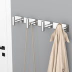 VAEHOLD 1PACK Hat and Coat Wall Mount Rack - 4 Hooks for Robes, Bags, Keys, and Towels - Bathroom Towel Hanger Organizer -Silvery