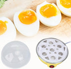 Chicken Egg Cooker Make Up to 7 Large Boiled Eggs Anti Dry Burning Automatic Power Off Egg Poacher with Heating Plate for Hard, Soft & Poached Eggs(Yellow)