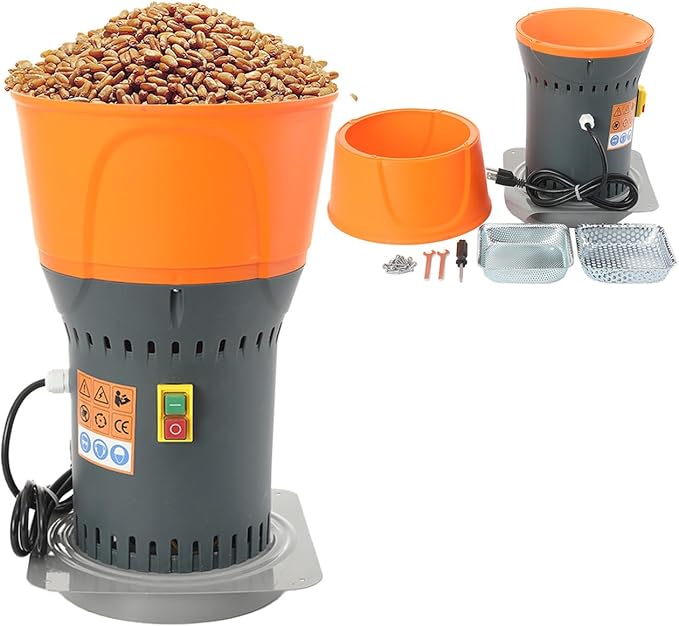 Grain Mill Corn Grinder, 1000W Electric Feed Ginder Mill Dust-Free Dry Cereals Grinder with Detachable Hopper & 3 Sieves for Wheat Corn Grain Spice Coffee Beans 1.85 Gallons (7L)