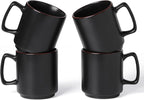 famiware Coffee Mugs Set of 4, Nebula 14oz Coffee Mugs, Ceramic Cup Set with Handle for Latte, Tea, Milk, Cappuccino, Cocoa, Matte Black