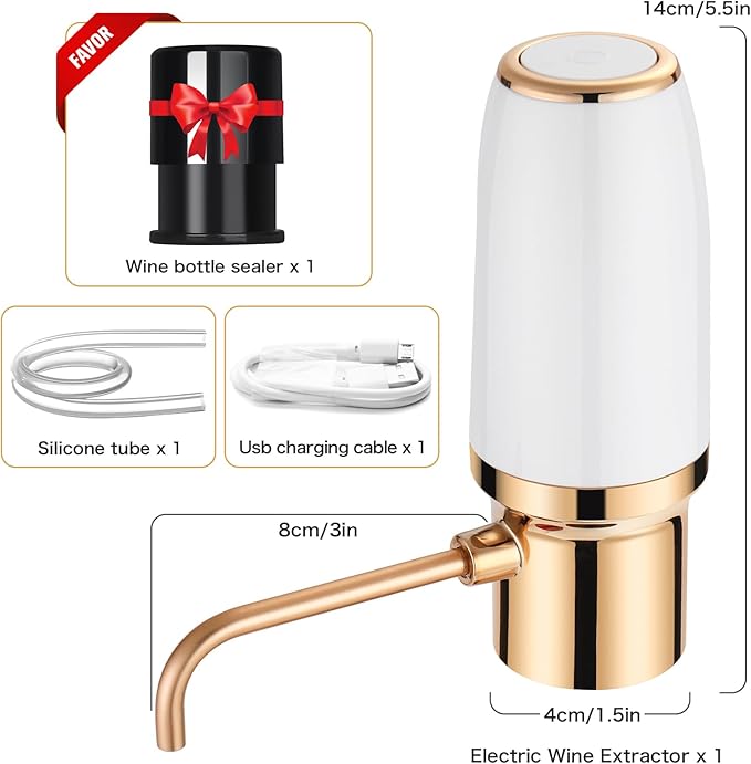 Electric Wine Aerator Pourer with Stopper, Automatic Wine Bottle Dispenser Machine with USB Rechargeable and Multi-Smart Wine Decanter, Best Wine Gifts for Wine Lovers