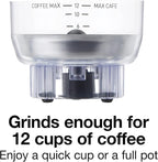 Proctor Silex Sound Shield Electric Coffee Grinder for Quiet Grinding, Stainless Steel Blades, Beans, Spices and More, 12 Cups, Black (80402)