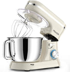 HOWORK Electric Stand Mixer,10+p Speeds With 6.5QT Stainless Steel Bowl,Dough Hook, Wire Whip & Beater,for Most Home Cooks,Cream White