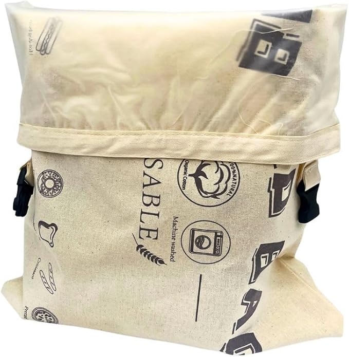 2-Packs Reusable Bread Bag for Sourdough Bread and Homemade Bread with Snap on Bread Bag for Longer Freshness，Household Fruit,Food Storage Bag (17x16 in)